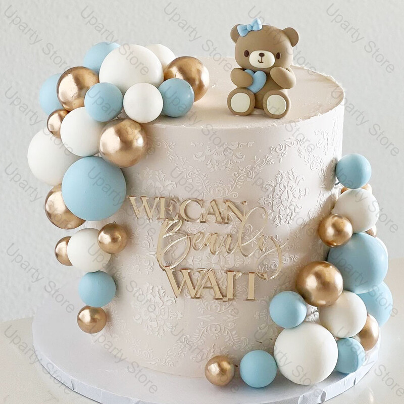 60Gb Blue Balls kūku pildījumi 2-4cm metāla zelta baltas mazuļu zilas kūku bumbiņas daudz laimes dzimšanas dienā Baby Shower kāzu kūkas dekors Favo