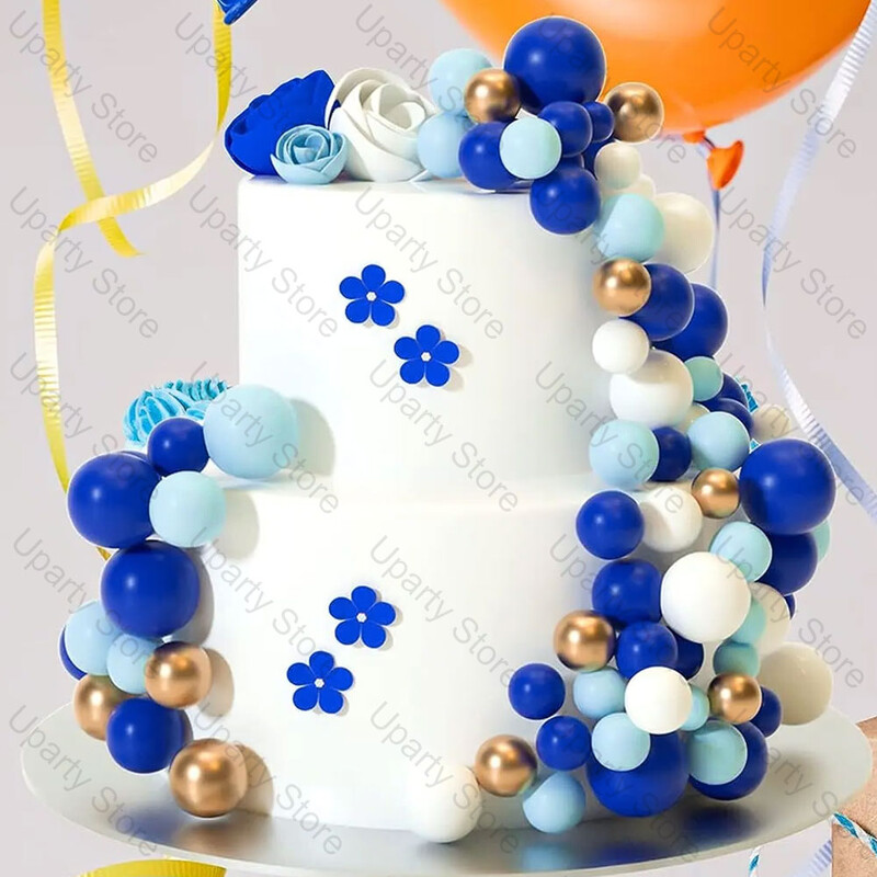 60Gb Blue Balls kūku pildījumi 2-4cm metāla zelta baltas mazuļu zilas kūku bumbiņas daudz laimes dzimšanas dienā Baby Shower kāzu kūkas dekors Favo