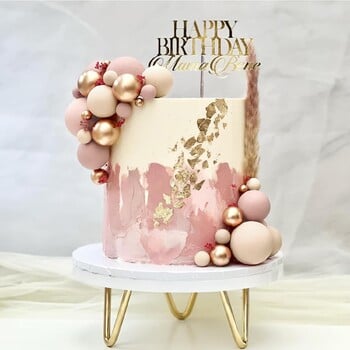 30Pcs Cream Blush Gold Balls Cake Toppers Boho Birthday Cake Decorations Bear Theme Birthday Baby Shower Party Cupcake Topper