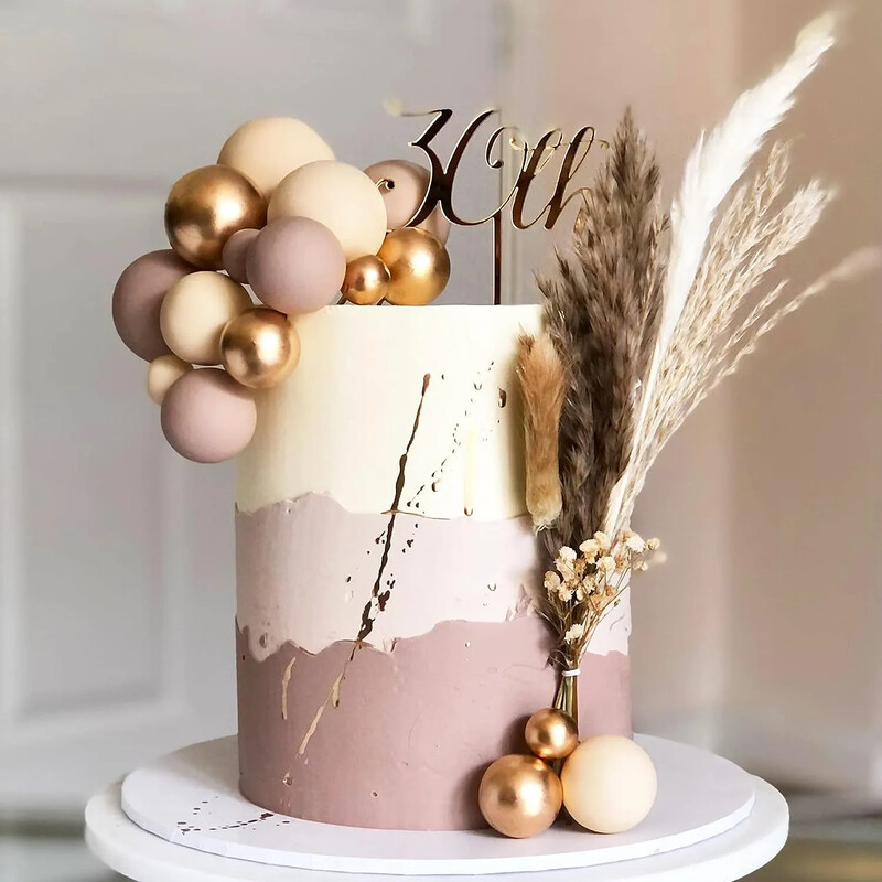 30 db Krémes pirosító aranygolyós tortafeltétek Boho születésnapi tortadíszek Medve témájú születésnapi babaváró party cupcake topper