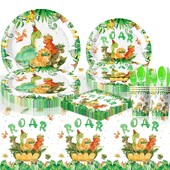 10 Guests Roar Dinosaur Theme Birthday Party Επιτραπέζια σερβίτσια μιας χρήσης Πιάτα για μωρά δεινόσαυροι Κύπελλα χαρτοπετσέτες Παιδική μπομπονιέρα Dinosaur Birthday