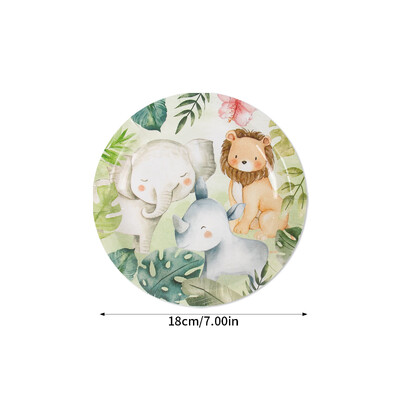 Ζούγκλα Safari Birthday Party Animal Animal σερβίτσιο Χαρτί Πιάτο Κύπελλο Baby Shower Boy 1 2 3 4 5 Προμήθειες για πάρτι γενεθλίων