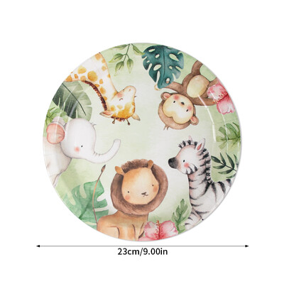 Ζούγκλα Safari Birthday Party Animal Animal σερβίτσιο Χαρτί Πιάτο Κύπελλο Baby Shower Boy 1 2 3 4 5 Προμήθειες για πάρτι γενεθλίων