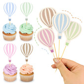 16 τμχ Μπαλόνια ζεστού αέρα Cupcake Toppers Μπλε Ροζ Πράσινο Καφέ Μπαλόνι ζεστού αέρα Κέικ Topper DIY Birthday Baby Shower Party Decorati