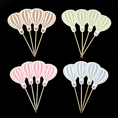 16 τμχ Μπαλόνια ζεστού αέρα Cupcake Toppers Μπλε Ροζ Πράσινο Καφέ Μπαλόνι ζεστού αέρα Κέικ Topper DIY Birthday Baby Shower Party Decorati