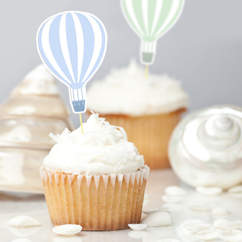 16db Hőlégballonok Cupcake Festékek Kék Rózsaszín Zöld Barna Hőlégballon Tortafedő DIY Születésnapi Baby Shower Party Decorati