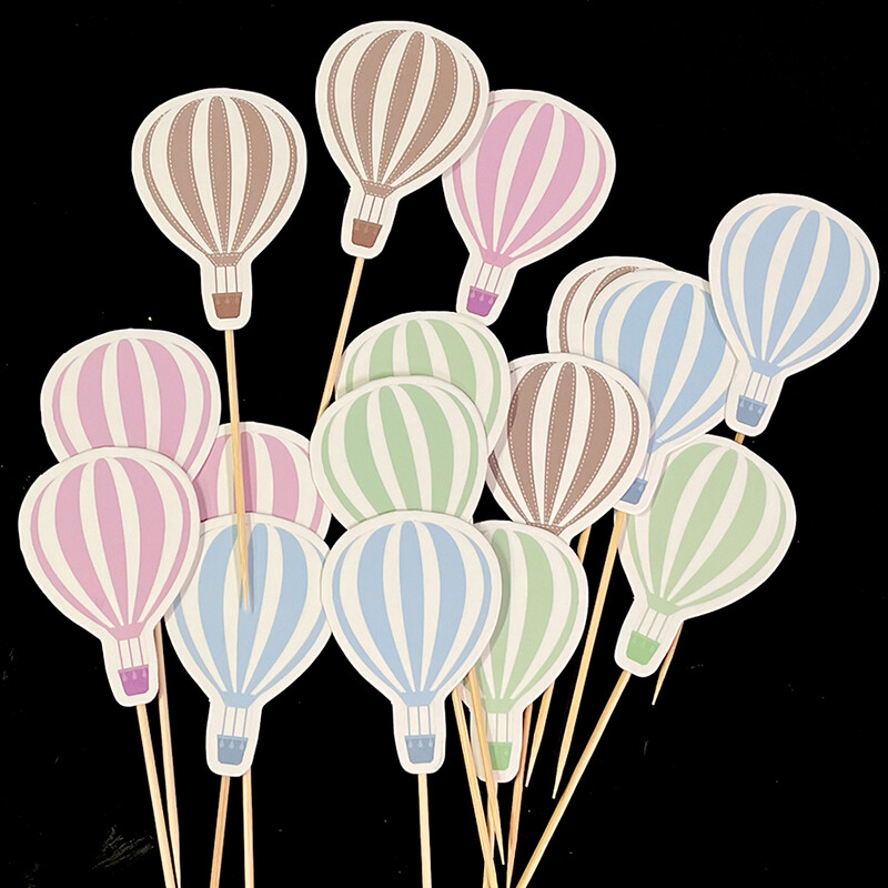 16db Hőlégballonok Cupcake Festékek Kék Rózsaszín Zöld Barna Hőlégballon Tortafedő DIY Születésnapi Baby Shower Party Decorati