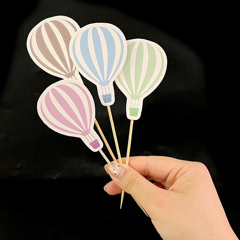 16db Hőlégballonok Cupcake Festékek Kék Rózsaszín Zöld Barna Hőlégballon Tortafedő DIY Születésnapi Baby Shower Party Decorati