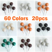 20 τμχ Μπαλάκια Κέικ Toppers Boho Birthday Metal Glitter Balls Cake Topper for Baby Shower Wedding Party Cupcake Cake Διακοσμήσεις