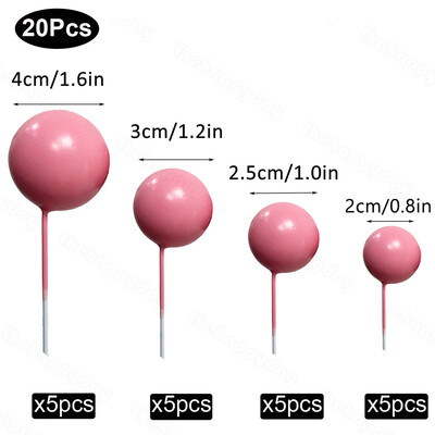 20 τμχ Μπαλάκια Κέικ Toppers Boho Birthday Metal Glitter Balls Cake Topper for Baby Shower Wedding Party Cupcake Cake Διακοσμήσεις