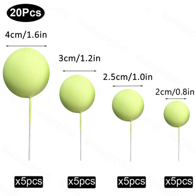 20 τμχ Μπαλάκια Κέικ Toppers Boho Birthday Metal Glitter Balls Cake Topper for Baby Shower Wedding Party Cupcake Cake Διακοσμήσεις