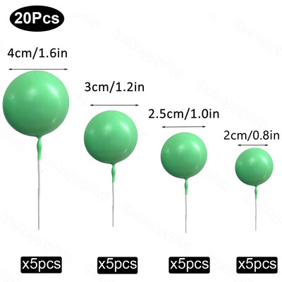 20 τμχ Μπαλάκια Κέικ Toppers Boho Birthday Metal Glitter Balls Cake Topper for Baby Shower Wedding Party Cupcake Cake Διακοσμήσεις