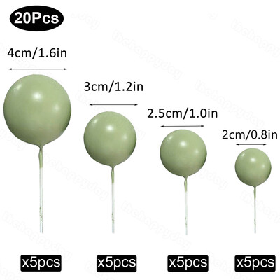 20 τμχ Μπαλάκια Κέικ Toppers Boho Birthday Metal Glitter Balls Cake Topper for Baby Shower Wedding Party Cupcake Cake Διακοσμήσεις
