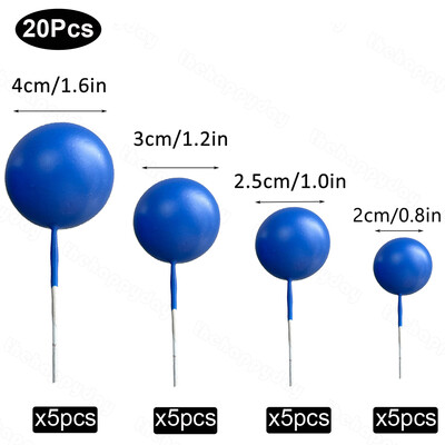 20 τμχ Μπαλάκια Κέικ Toppers Boho Birthday Metal Glitter Balls Cake Topper for Baby Shower Wedding Party Cupcake Cake Διακοσμήσεις