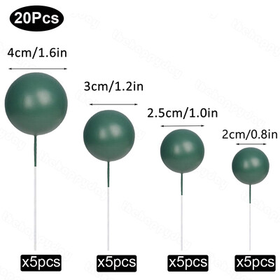 20 τμχ Μπαλάκια Κέικ Toppers Boho Birthday Metal Glitter Balls Cake Topper for Baby Shower Wedding Party Cupcake Cake Διακοσμήσεις