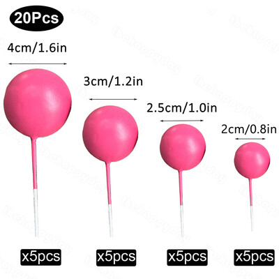 20 τμχ Μπαλάκια Κέικ Toppers Boho Birthday Metal Glitter Balls Cake Topper for Baby Shower Wedding Party Cupcake Cake Διακοσμήσεις
