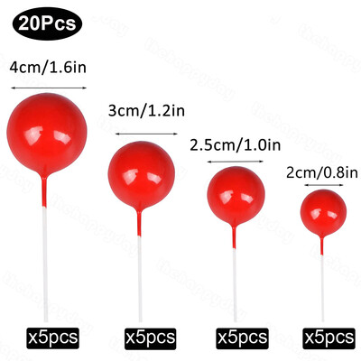 20 τμχ Μπαλάκια Κέικ Toppers Boho Birthday Metal Glitter Balls Cake Topper for Baby Shower Wedding Party Cupcake Cake Διακοσμήσεις