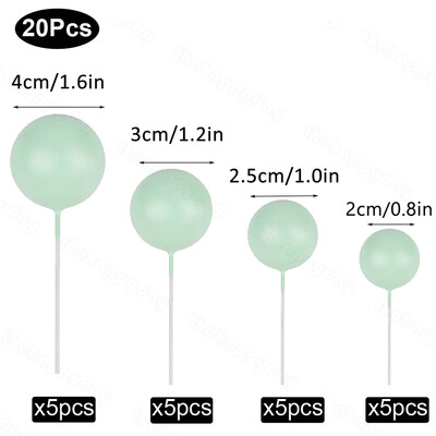 20 τμχ Μπαλάκια Κέικ Toppers Boho Birthday Metal Glitter Balls Cake Topper for Baby Shower Wedding Party Cupcake Cake Διακοσμήσεις