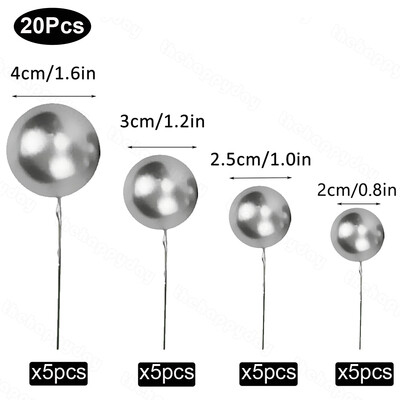 20 τμχ Μπαλάκια Κέικ Toppers Boho Birthday Metal Glitter Balls Cake Topper for Baby Shower Wedding Party Cupcake Cake Διακοσμήσεις