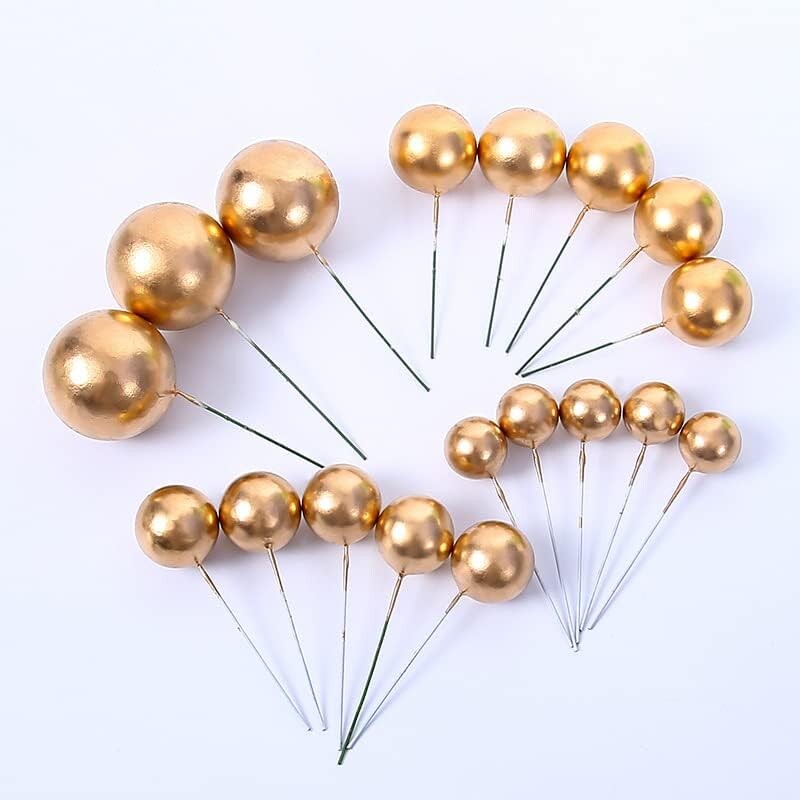 20db Golyós tortafeltétek Boho születésnapi fém csillogó golyós tortafeltöltő babaváró esküvői party Cupcake tortadíszek