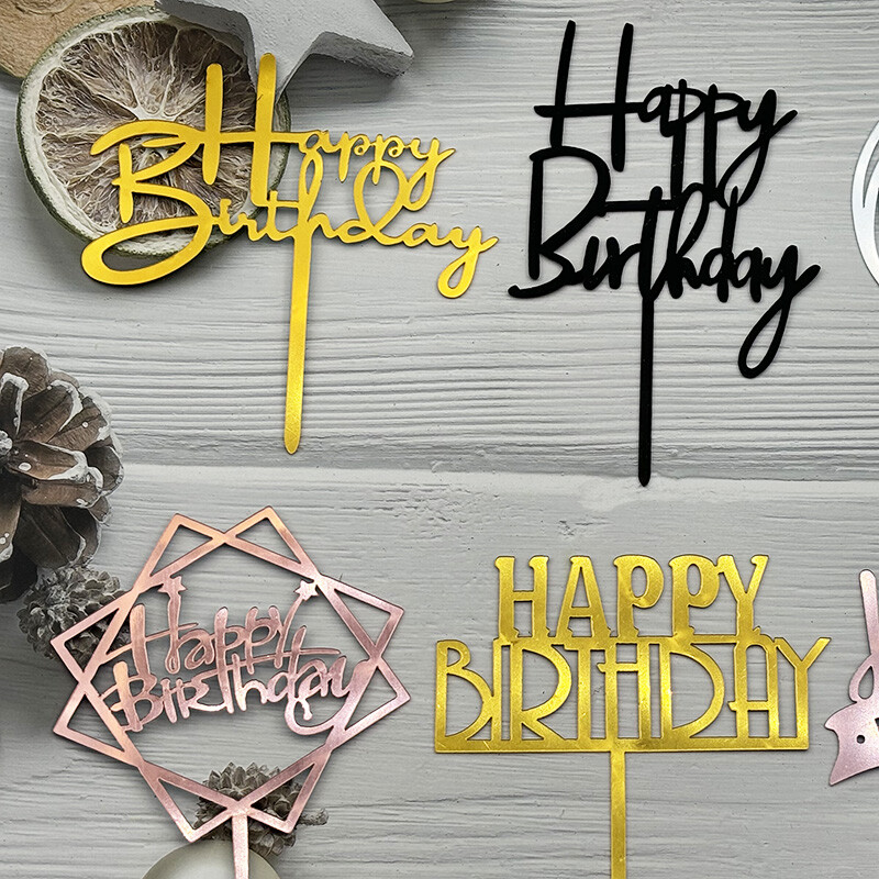 10 db akril boldog születésnapi tortafedő rózsaszín arany ezüst akril gyerekeknek férfi női tortadíszek babazuhanyhoz ajándék kellékek