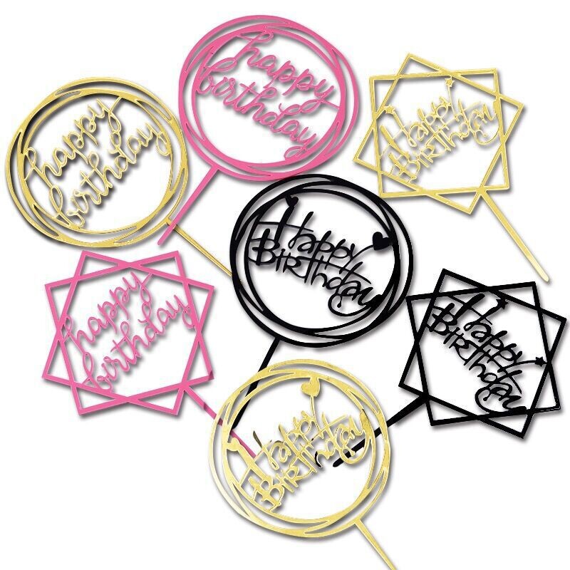 2023 10 db Boldog születésnapot tortafeltét piros arany akril gyerekbuli tortafeltét dekor babazuhanyhoz ajándék sütési kellékek