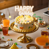 Happy Birthday Ξύλινο και Ακρυλικό Διπλό Διακόσμηση Τούρτας για πάρτι γενεθλίων (Ξύλο:0,4cm+Ακρυλικό:0,2cm πάχος)