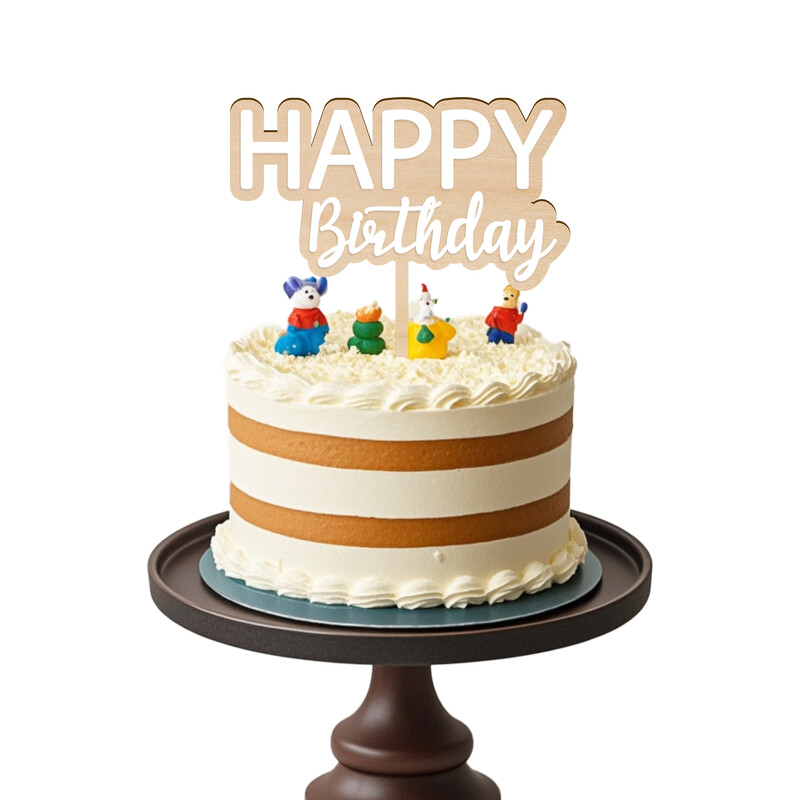 Boldog születésnapot Fából és akrilból készült dupla tortadísz születésnapi party tortadíszek (fa: 0,4 cm + akril: 0,2 cm vastag)