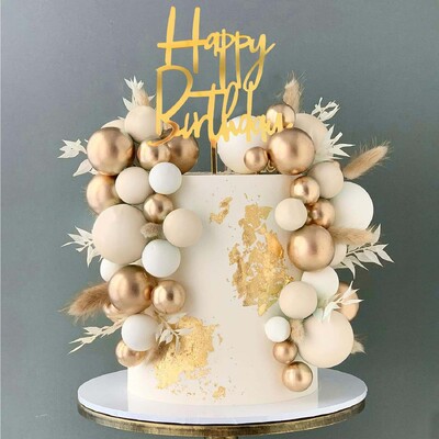 Πράσινες μπάλες Κέικ Topper Boho Grass Cake Topper Σκούρο Πράσινο Ασημί Πέρλες Μπάλες Διακοσμήσεις τούρτας για Γάμο Baby Shower Γενέθλια