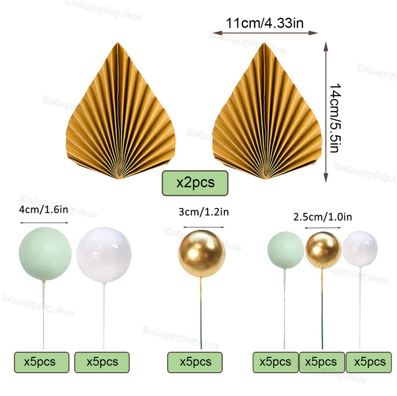 1Szett Jungle Születésnapi Torta Topper Golyók Arany Pálmalevelek Legyezőgolyók Tortadísz Safari Wild One Baby Shower Születésnapi Partyhoz