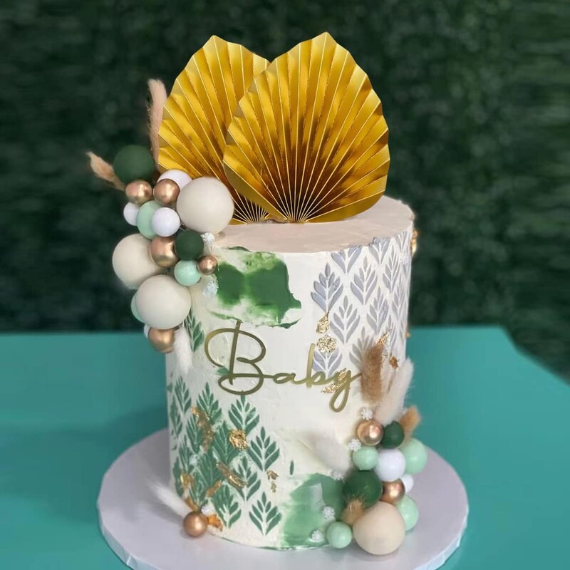 1Szett Jungle Születésnapi Torta Topper Golyók Arany Pálmalevelek Legyezőgolyók Tortadísz Safari Wild One Baby Shower Születésnapi Partyhoz