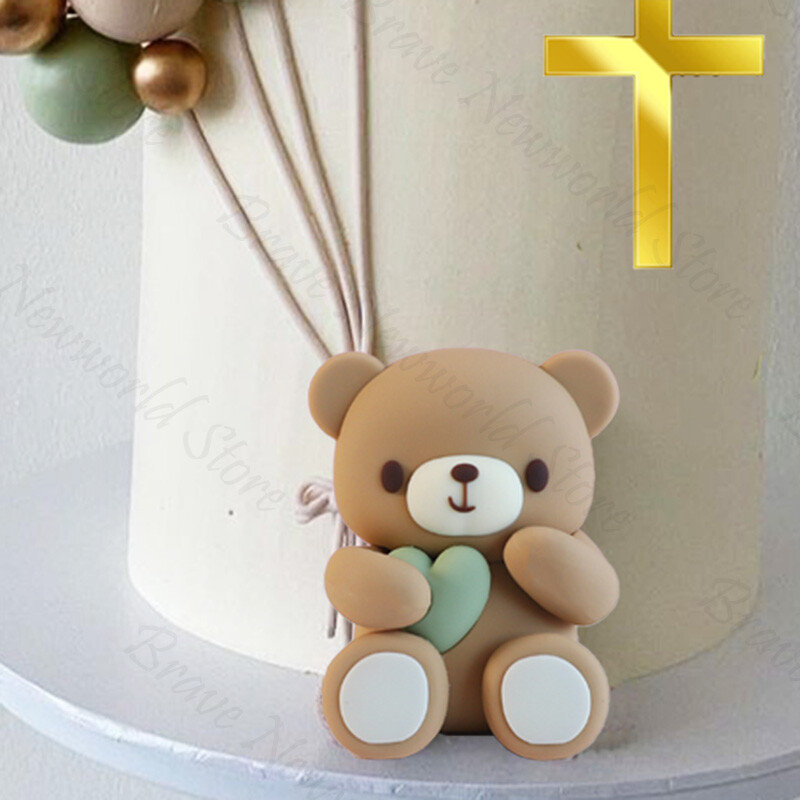 Keresztelő Meztelen Zsálya Zöldgolyós tortafeltétek Mackó torta dekoráció Keresztes tortalapát Keresztelő dekorációk Babazuhany