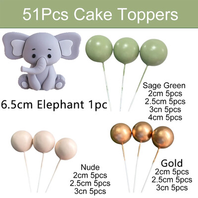 51 τμχ Bear Cake Toppers Χρυσές πράσινες μπάλες για χριστουγεννιάτικα στολίδια Baby shower Βάπτιση για πάρτι γενεθλίων
