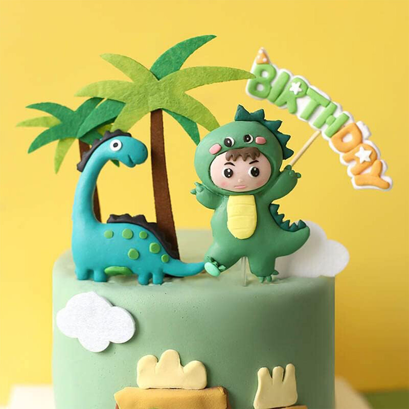 9 csomag dinoszaurusz tortadíszek Dinosaur Babyshower Boldog születésnapot Cupcake Topper Dinoszaurusz tortafeltét gyerekeknek Születésnapi baba