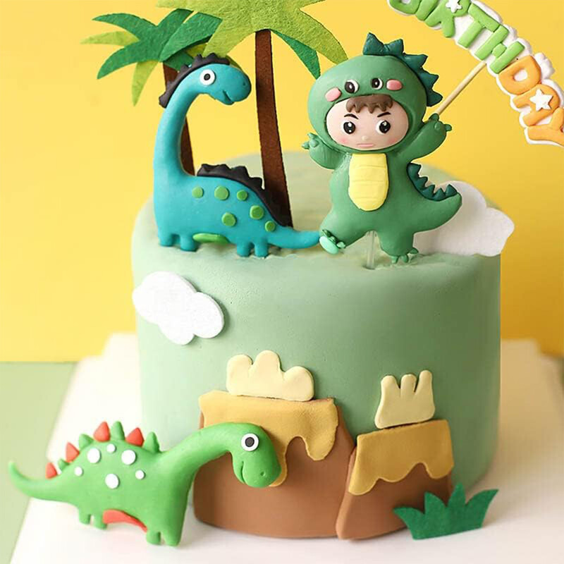 9 csomag dinoszaurusz tortadíszek Dinosaur Babyshower Boldog születésnapot Cupcake Topper Dinoszaurusz tortafeltét gyerekeknek Születésnapi baba