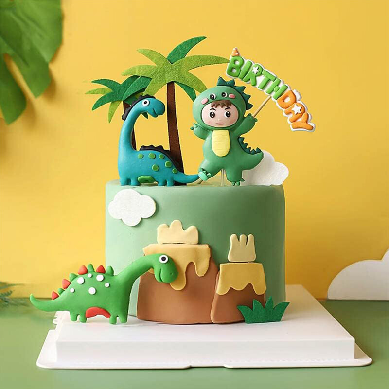 9 csomag dinoszaurusz tortadíszek Dinosaur Babyshower Boldog születésnapot Cupcake Topper Dinoszaurusz tortafeltét gyerekeknek Születésnapi baba