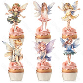 18 τμχ Fairy Cake Toppers Flowers Butterfly Fairy Cupcake Decorations for Baby Shower Fairy Birthday Cake Decoration Supplies