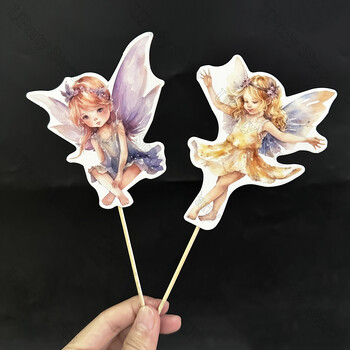 18Pcs Fairy Cake Toppers Цветя Butterfly Fairy Cupcake Decorations for Baby Shower Fairy Birthday Cake Decoration Supplies