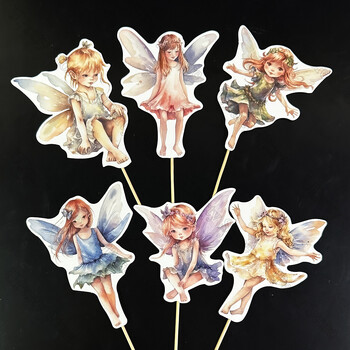 18Pcs Fairy Cake Toppers Цветя Butterfly Fairy Cupcake Decorations for Baby Shower Fairy Birthday Cake Decoration Supplies