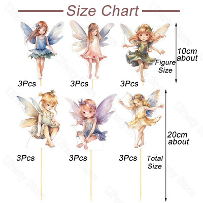 18 τμχ Fairy Cake Toppers Flowers Butterfly Fairy Cupcake Decorations for Baby Shower Fairy Birthday Cake Decoration Supplies