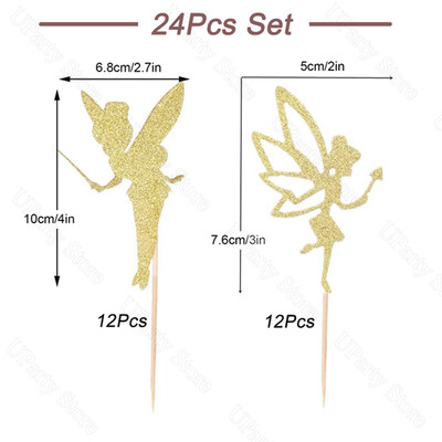 18 τμχ Fairy Cake Toppers Flowers Butterfly Fairy Cupcake Decorations for Baby Shower Fairy Birthday Cake Decoration Supplies