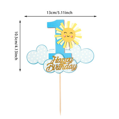 Rainbow Clouds Cake Toppers Stars Moon Χρόνια Πολλά Διακόσμηση τούρτας για κορίτσια 1ο γενέθλια Διακοσμητικά για πάρτι για μωρά