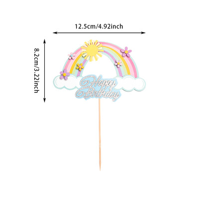 Rainbow Clouds Cake Toppers Stars Moon Χρόνια Πολλά Διακόσμηση τούρτας για κορίτσια 1ο γενέθλια Διακοσμητικά για πάρτι για μωρά