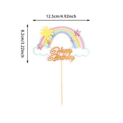 Rainbow Clouds Cake Toppers Stars Moon Χρόνια Πολλά Διακόσμηση τούρτας για κορίτσια 1ο γενέθλια Διακοσμητικά για πάρτι για μωρά