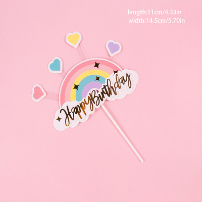 Rainbow Clouds Cake Toppers Stars Moon Χρόνια Πολλά Διακόσμηση τούρτας για κορίτσια 1ο γενέθλια Διακοσμητικά για πάρτι για μωρά