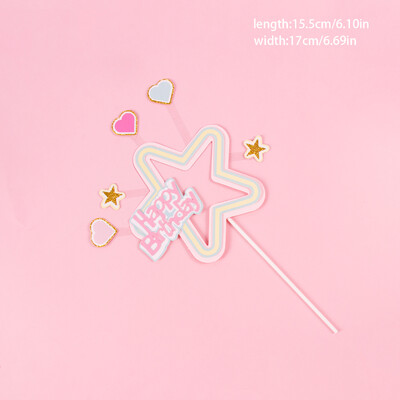 Rainbow Clouds Cake Toppers Stars Moon Χρόνια Πολλά Διακόσμηση τούρτας για κορίτσια 1ο γενέθλια Διακοσμητικά για πάρτι για μωρά