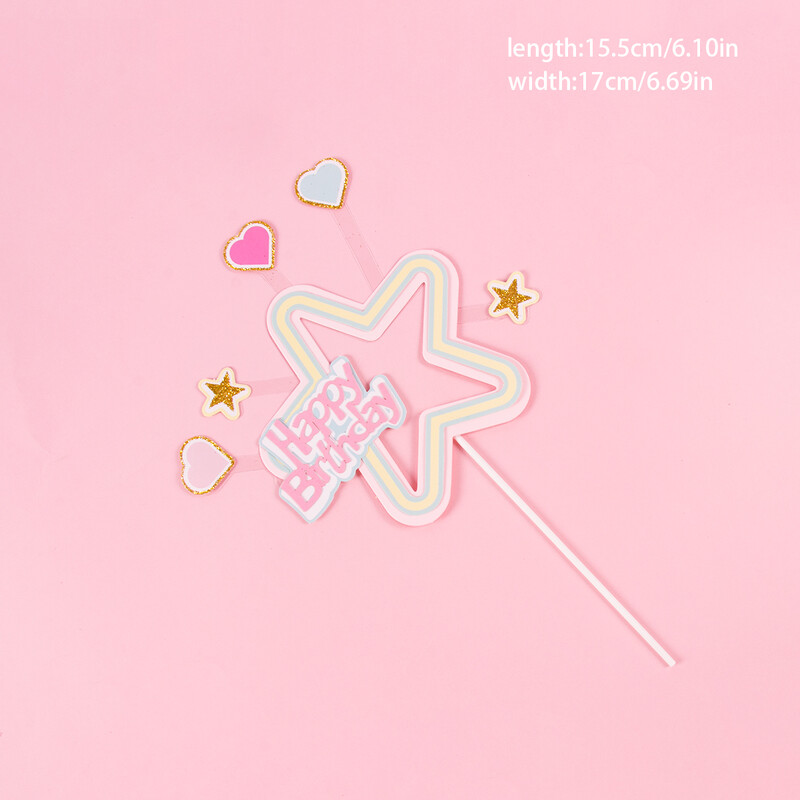 Varavīksnes mākoņi kūku pildītāji Zvaigznes Mēness Daudz laimes dzimšanas dienā Kūkas dekorēšana Meiteņu 1. dzimšanas dienas ballīšu rotājumi Bērnu dušas piederumi