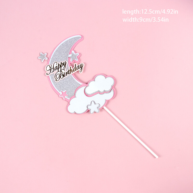 Varavīksnes mākoņi kūku pildītāji Zvaigznes Mēness Daudz laimes dzimšanas dienā Kūkas dekorēšana Meiteņu 1. dzimšanas dienas ballīšu rotājumi Bērnu dušas piederumi