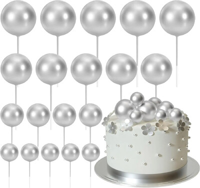 20-Piece Mini Balloon Cake Topper Decorations with Gold Ball Picks - Εορταστική διακόσμηση τούρτας για γιορτές
