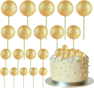 20-Piece Mini Balloon Cake Topper Decorations with Gold Ball Picks - Εορταστική διακόσμηση τούρτας για γιορτές